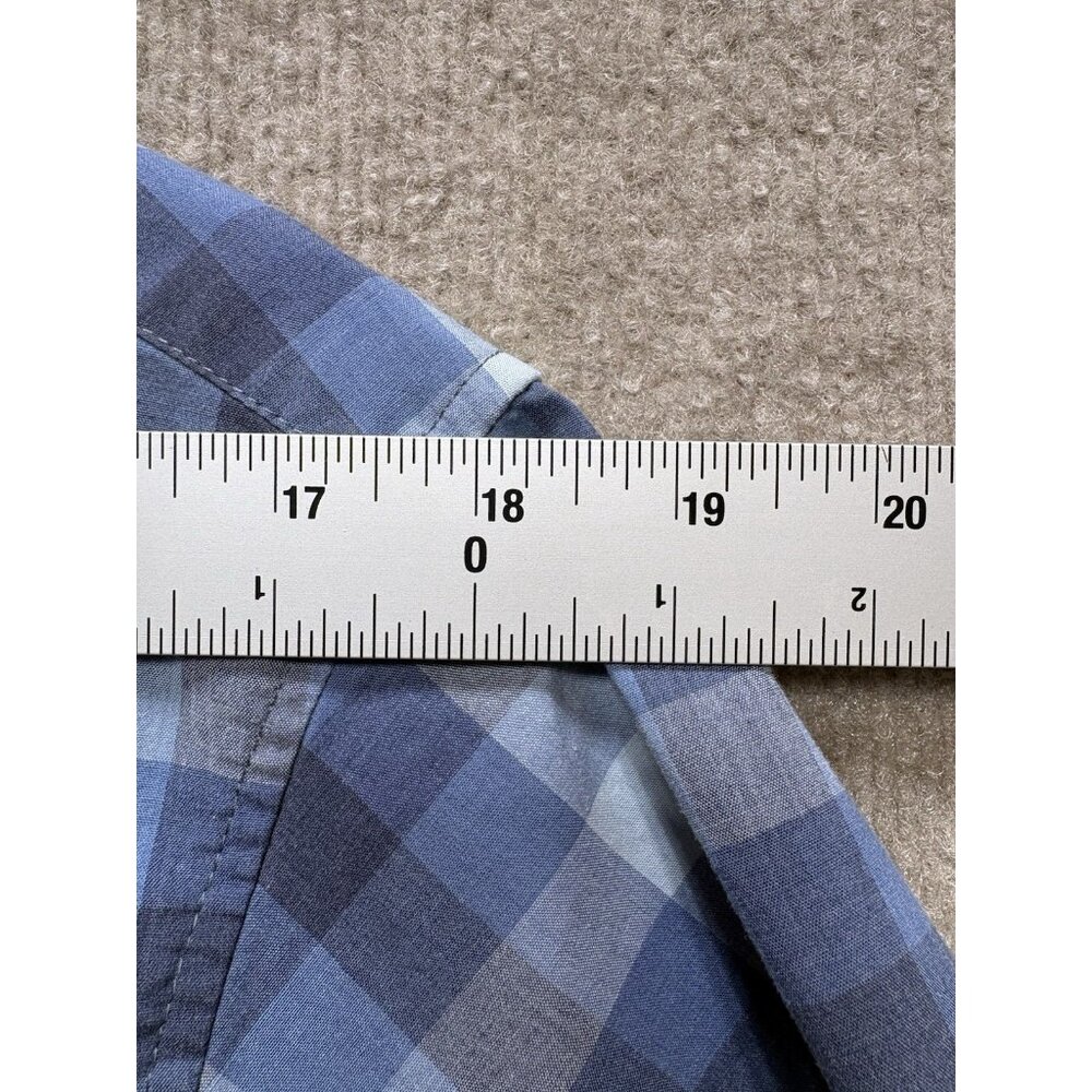 LEE Men's Shirt Premium Select Large Blue Plaid Short Sleeve Button Down GUC - Picture 9 of 11